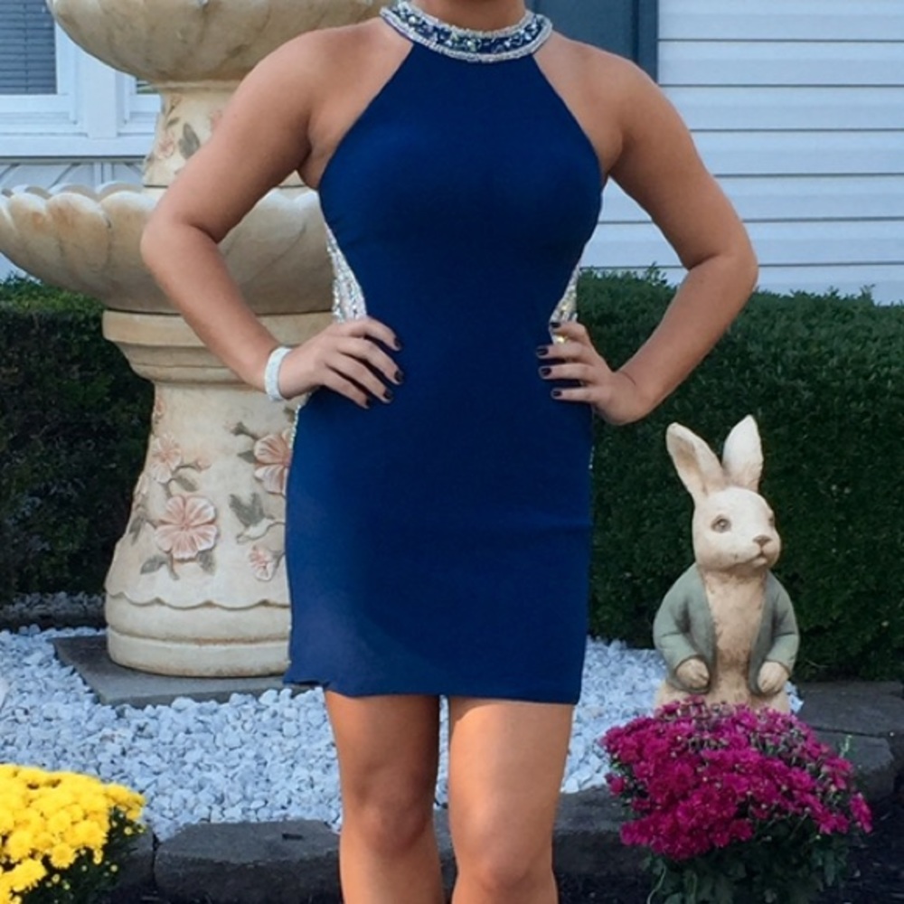 Blush Prom by Alexia Navy & Gold Embellished Cocktail Dress